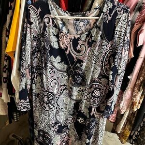 Glamour Navy and Pink Paisley Blouse